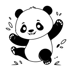 Simple vector illustration of Panda for kids colouring worksheet