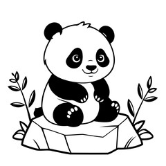 Simple vector illustration of Panda for toddlers colouring page