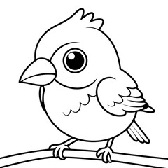 Vector illustration of a cute Finch drawing for kids colouring page