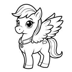Cute vector illustration Pegasus for toddlers colouring page