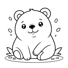 Cute vector illustration Bear doodle for toddlers worksheet