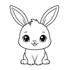 Cute vector illustration Bunny drawing for toddlers coloring activity