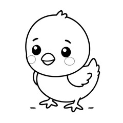 Cute vector illustration Chick doodle black and white for kids page