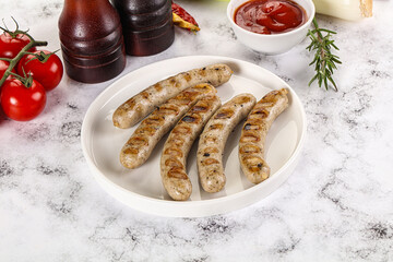 Grilled natural organick white sausages