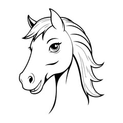 Cute vector illustration Horse for kids colouring page
