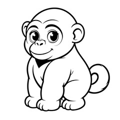 Cute vector illustration Gorilla drawing for kids colouring page