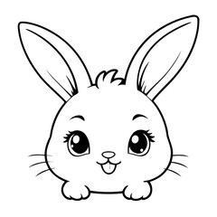 Cute vector illustration Bunny colouring page for kids