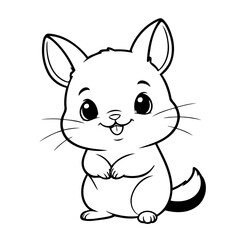 Vector illustration of a cute Chinchilla drawing for toddlers coloring activity