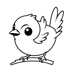 Simple vector illustration of Sparrow outline for colouring page