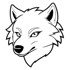 Simple vector illustration of Wolf hand drawn for kids page