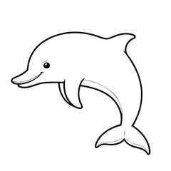 Fototapeta premium Simple vector illustration of Dolphin hand drawn for kids page