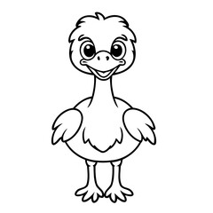 Cute vector illustration Ostrich for toddlers colouring page
