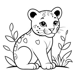 Simple vector illustration of Jaguar drawing for toddlers book
