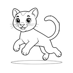 Simple vector illustration of Puma hand drawn for kids page