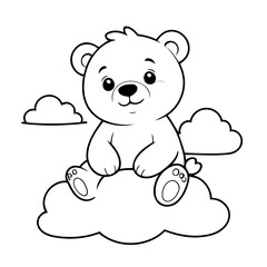Cute vector illustration Bear drawing for kids page