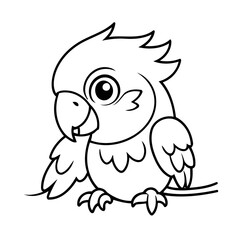 Vector illustration of a cute Macaw drawing for kids colouring page