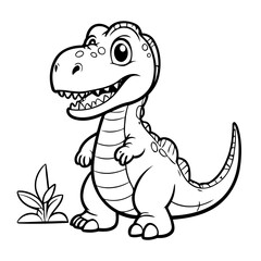 Cute vector illustration Allosaurus drawing colouring activity