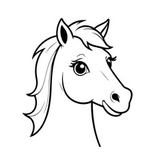 Simple vector illustration of Horse drawing colouring activity