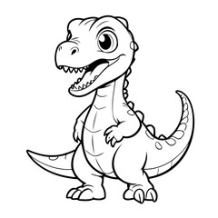 Simple vector illustration of Velociraptor hand drawn for kids page