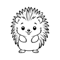 Cute vector illustration Hedgehog colouring page for kids