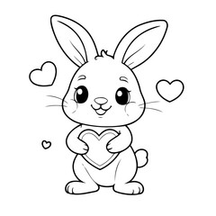 Cute vector illustration Rabbit doodle for toddlers coloring activity