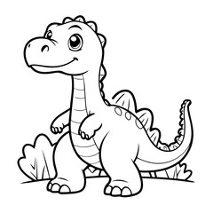 Vector illustration of a cute Diplodocus drawing for toddlers coloring activity