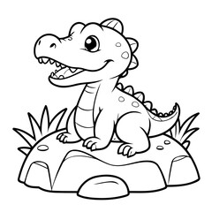 Cute vector illustration Crocodile drawing for kids page