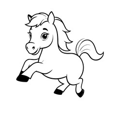 Vector illustration of a cute Horse drawing for kids colouring page