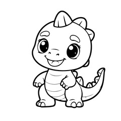 Simple vector illustration of Dino drawing for toddlers colouring page