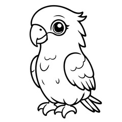 Vector illustration of a cute Parrot drawing colouring activity
