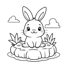 Cute vector illustration Bunny hand drawn for kids coloring page