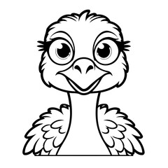Vector illustration of a cute Ostrich drawing for toddlers book