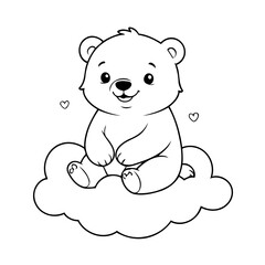 Cute vector illustration Bear for kids colouring page
