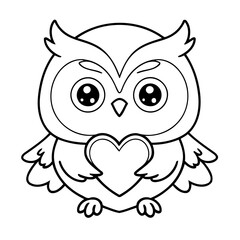 Simple vector illustration of Owl doodle for toddlers worksheet