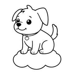 Obraz premium Cute vector illustration Dog drawing colouring activity