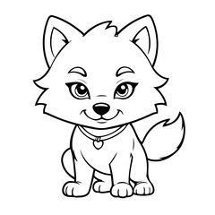 Cute vector illustration Wolf doodle for kids coloring worksheet