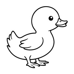 Vector illustration of a cute Duck drawing for colouring page