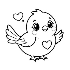 Vector illustration of a cute Sparrow drawing for toddlers colouring page
