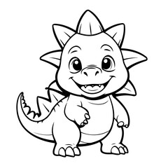 Cute vector illustration Stegosaurus drawing for toddlers coloring activity