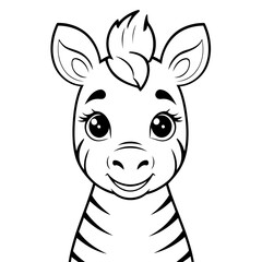 Vector illustration of a cute Zebra doodle colouring activity for kids