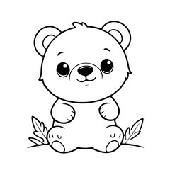Cute vector illustration Bear drawing for kids page