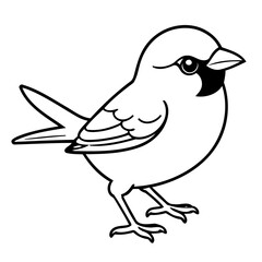 Simple vector illustration of Sparrow for kids colouring worksheet