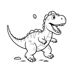 Vector illustration of a cute Spinosaurus doodle for toddlers colouring page