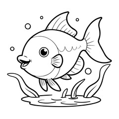 Simple vector illustration of fish hand drawn for toddlers