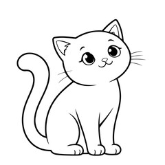 Vector illustration of a cute Cat drawing colouring activity
