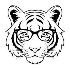 Vector illustration of a cute Tiger drawing for kids page