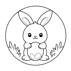 Vector illustration of a cute Bunny doodle for toddlers coloring activity