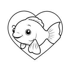 Vector illustration of a cute Goldfish doodle for toddlers worksheet