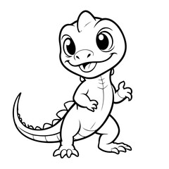 Vector illustration of a cute Lizard drawing for kids colouring page