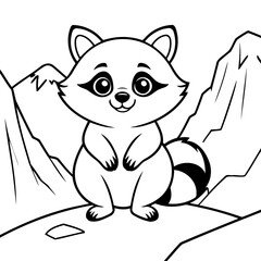 Cute vector illustration Raccoon doodle for toddlers coloring activity